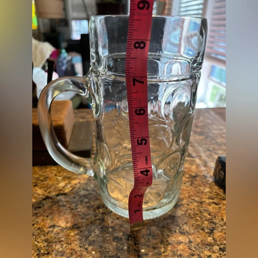 Paulaner Munchen 1 Liter Dimpled Clear Glass Stien Mug